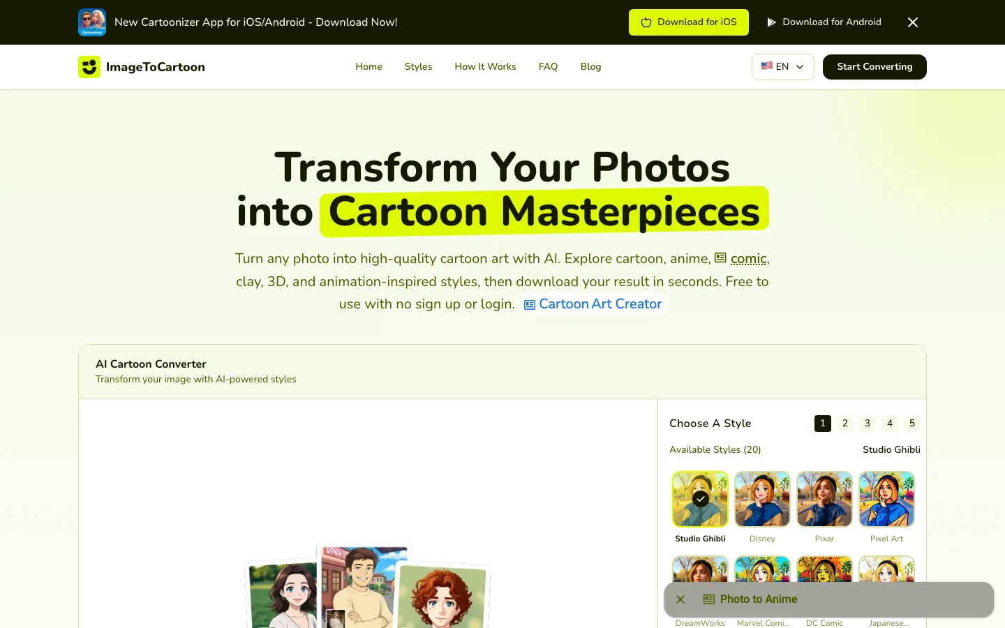 ImageToCartoon hero image