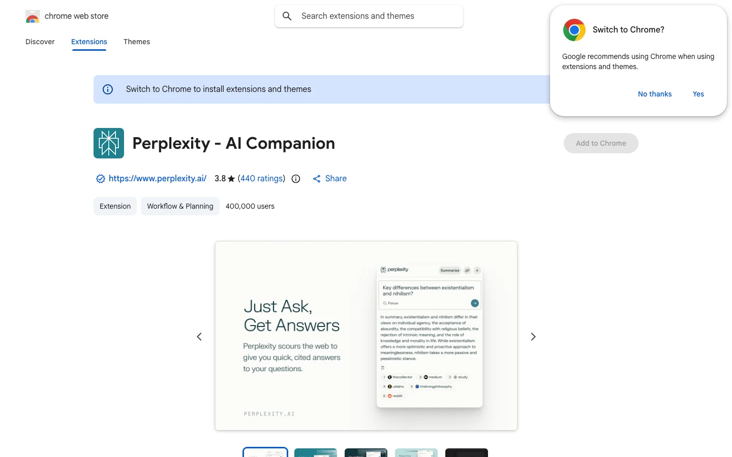 Perplexity for Chrome hero image