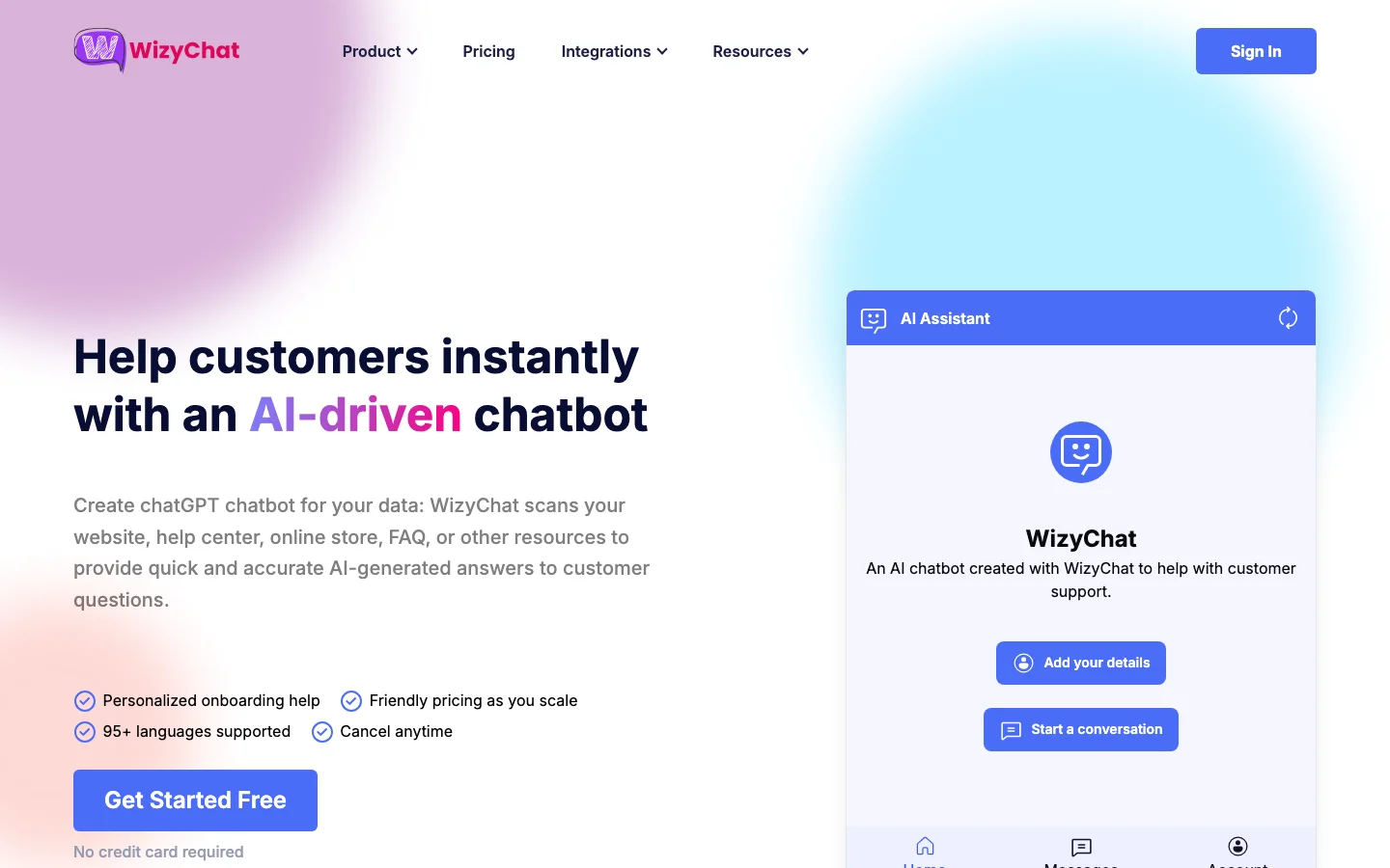 WizyChat hero image