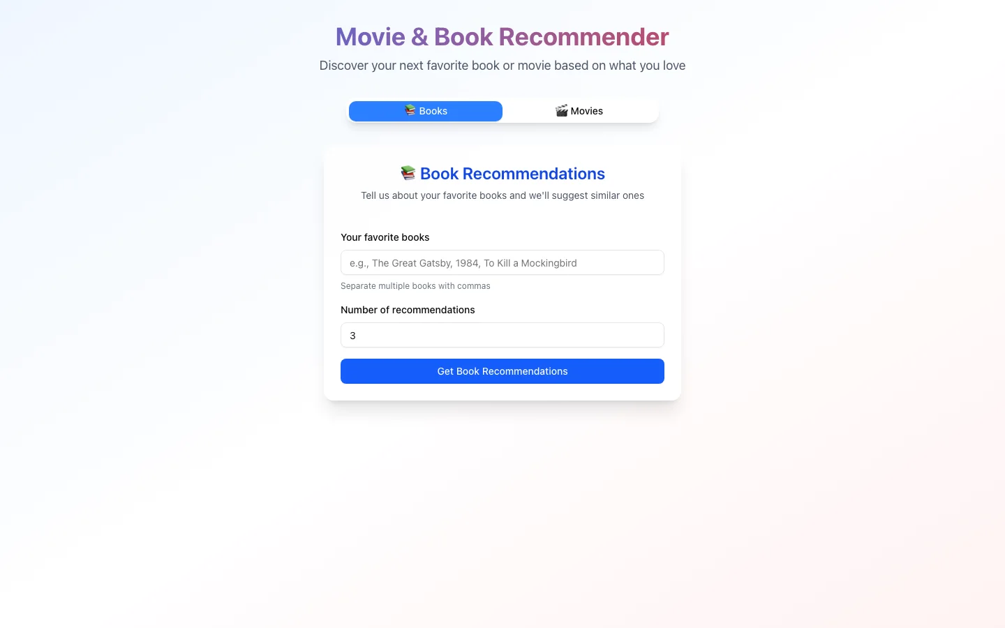Movie & Book Recommender hero image