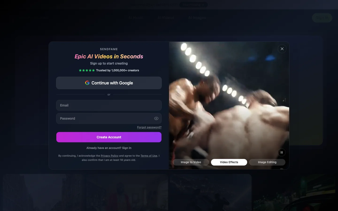 SendFame hero image