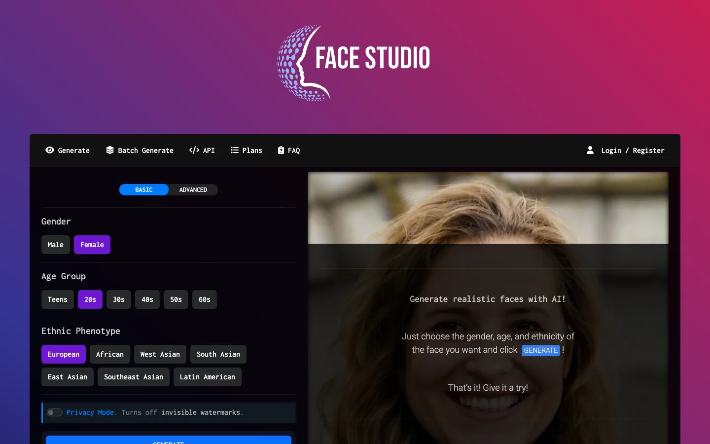 Face Studio hero image