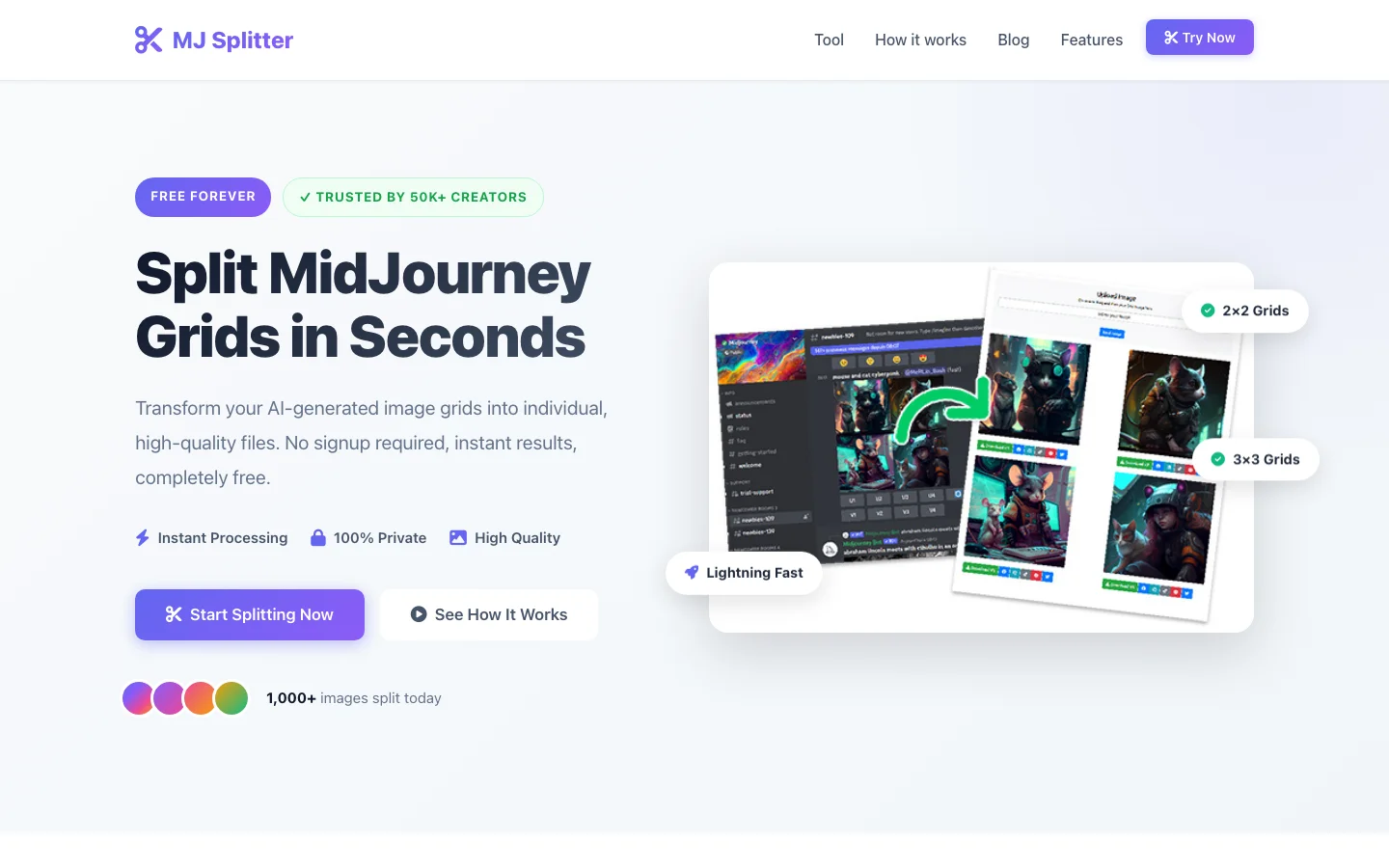 Midjourney Grid Splitter hero image