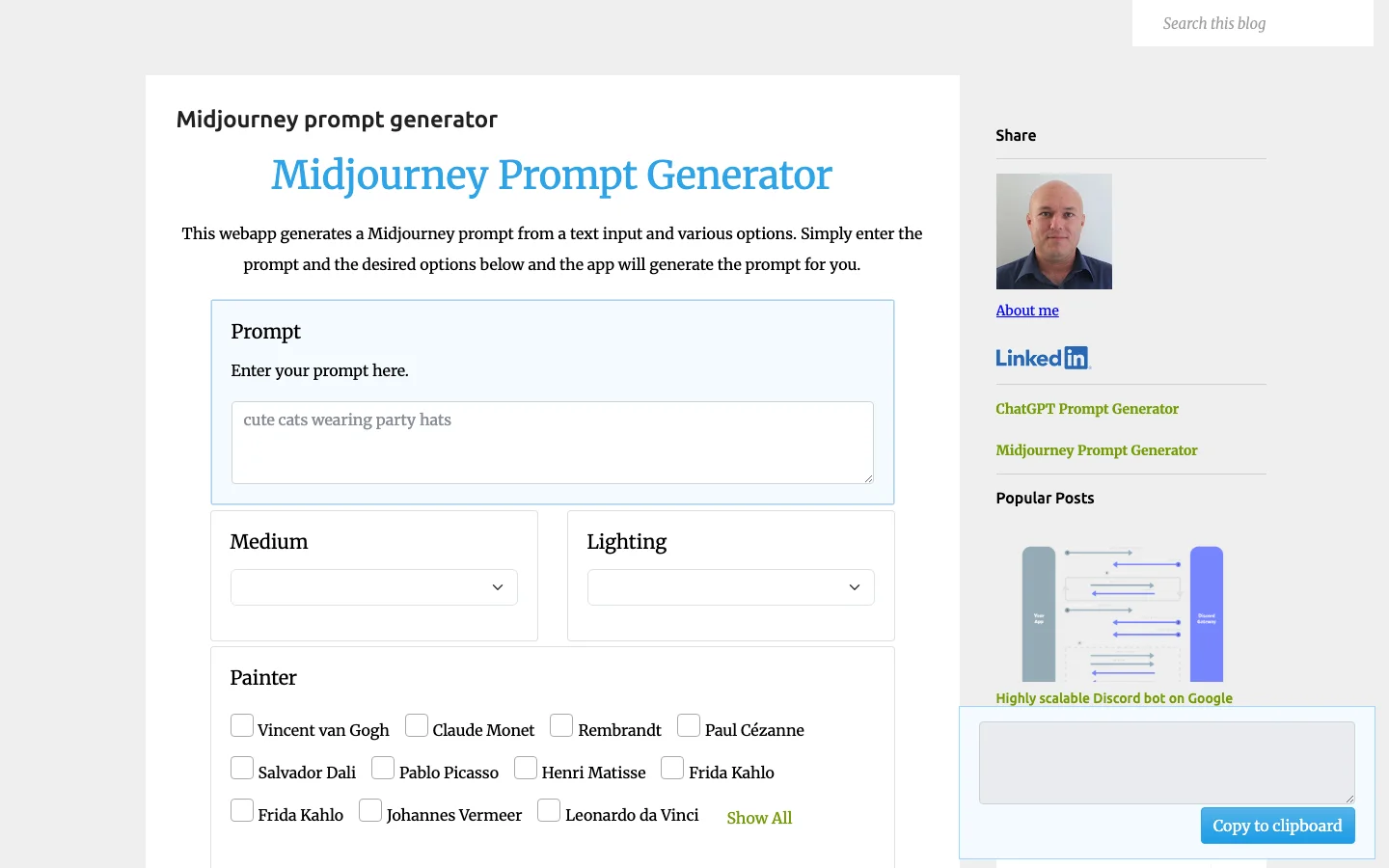 Midjourney Prompt Generator hero image