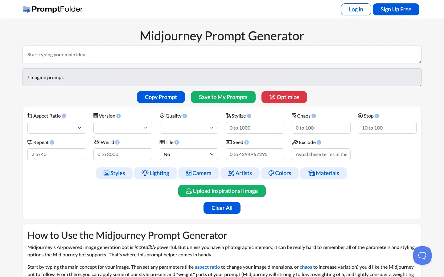 MidJourney Prompt Tool hero image