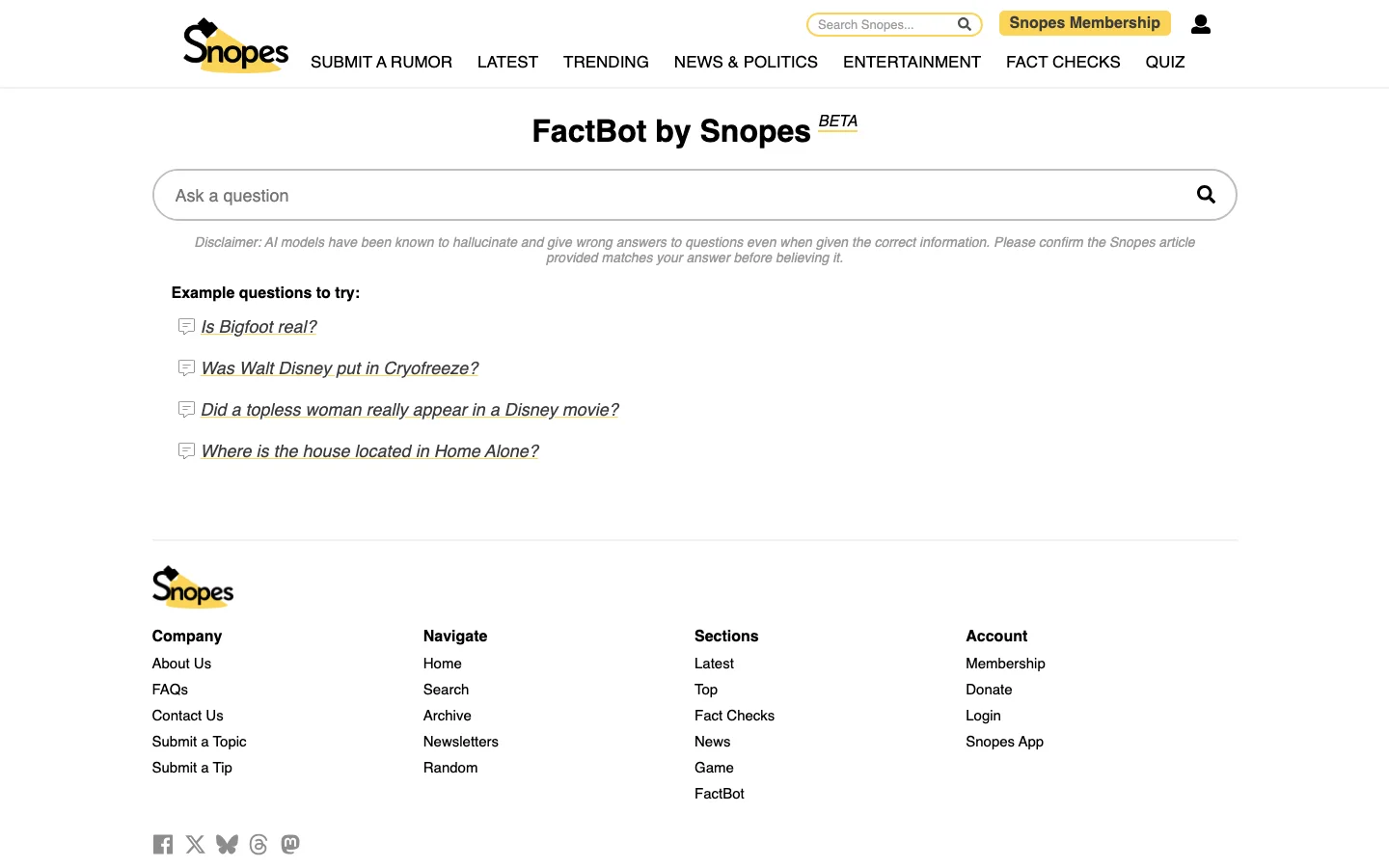 Snopes Factbot hero image