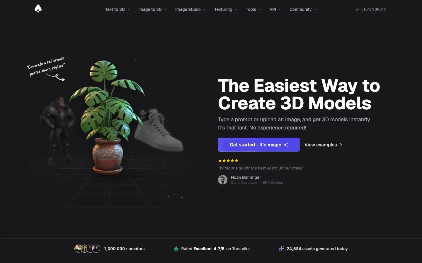 3D AI Studio hero image