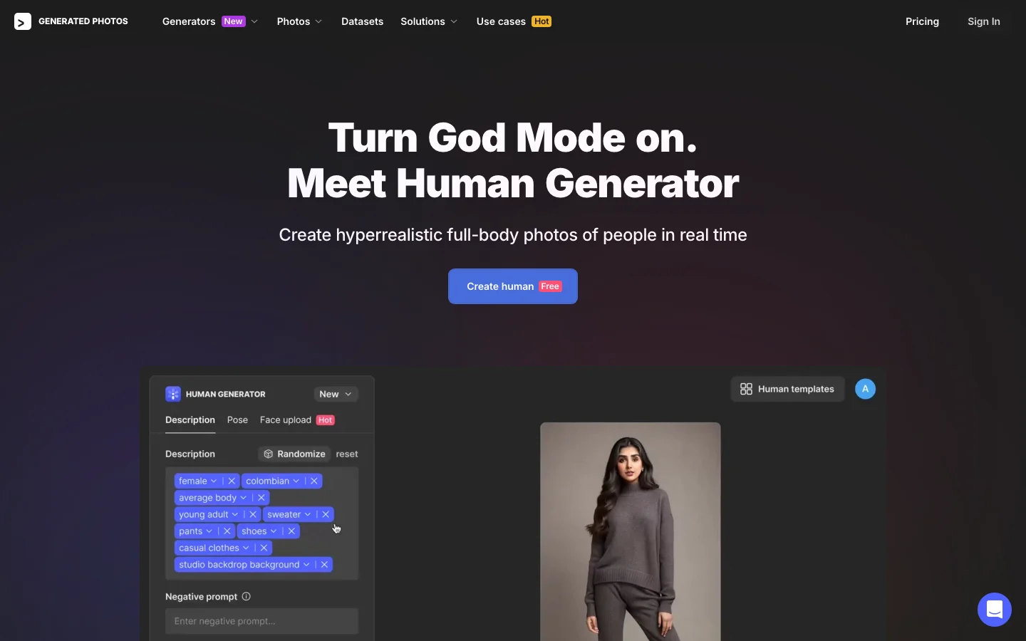 AI Human Generator hero image
