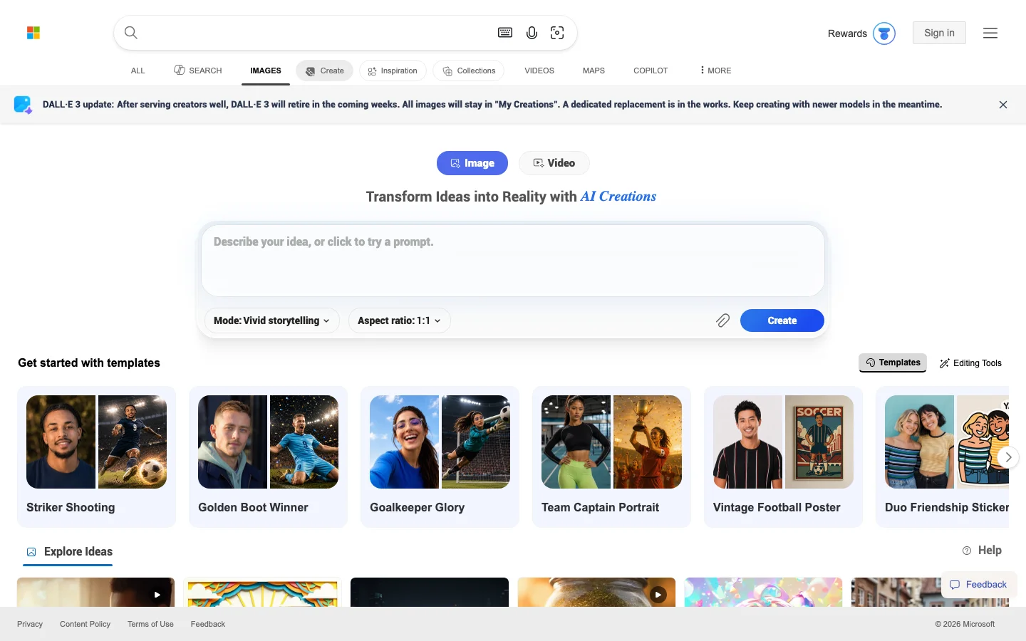 Bing Create hero image