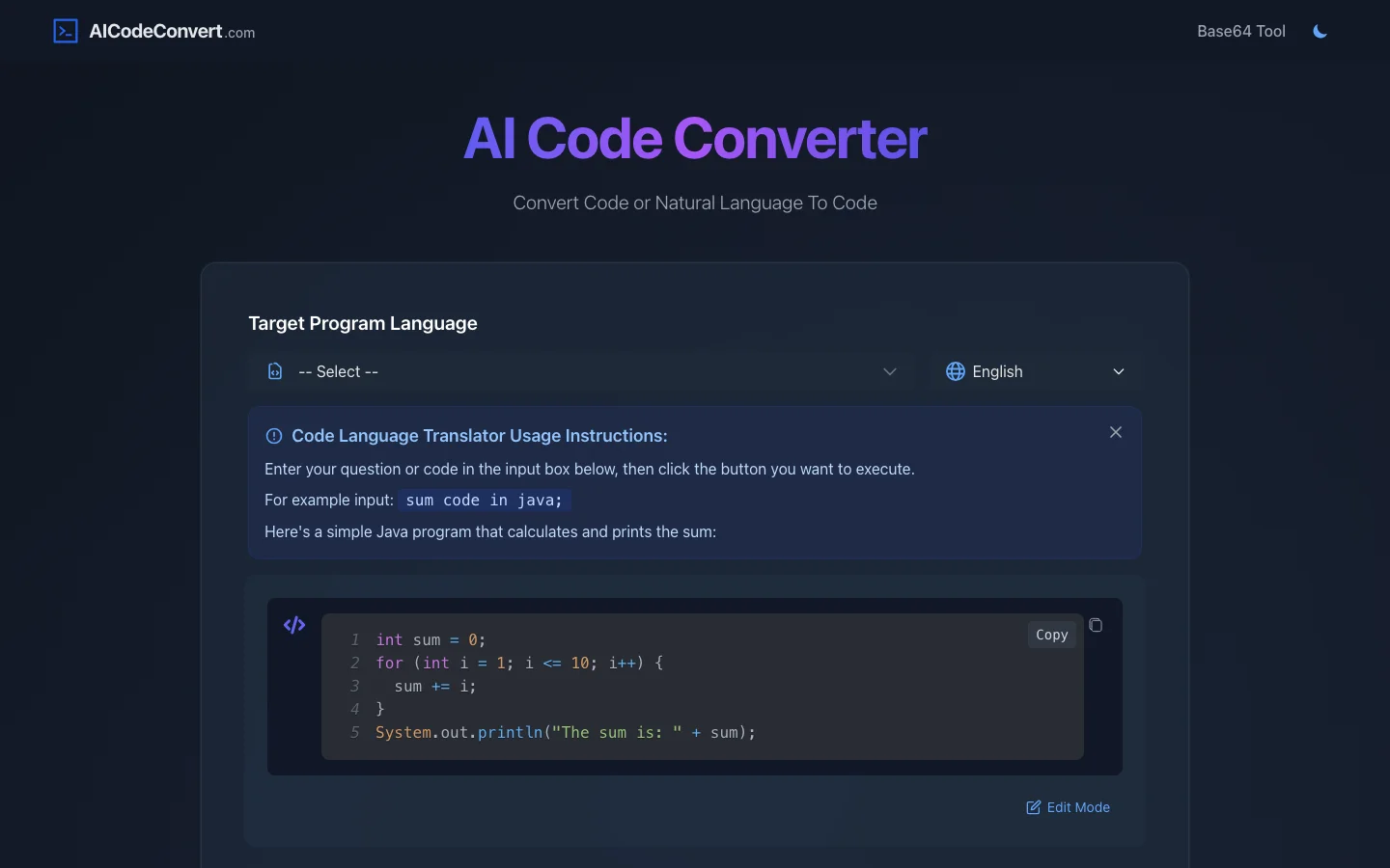 AI Code Converter hero image