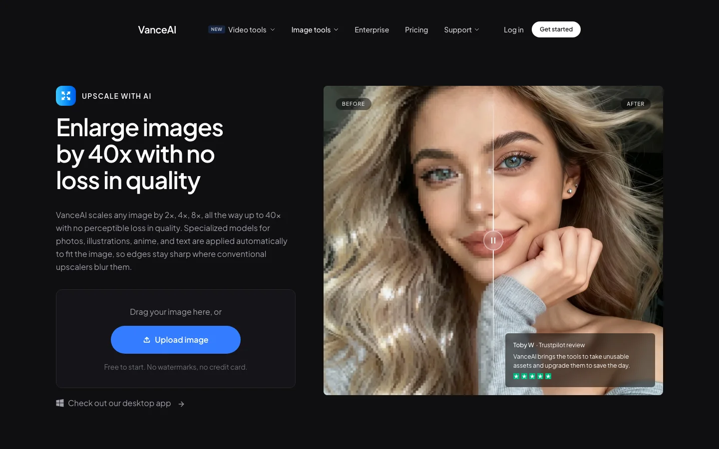 VanceAI Image Upscaler hero image