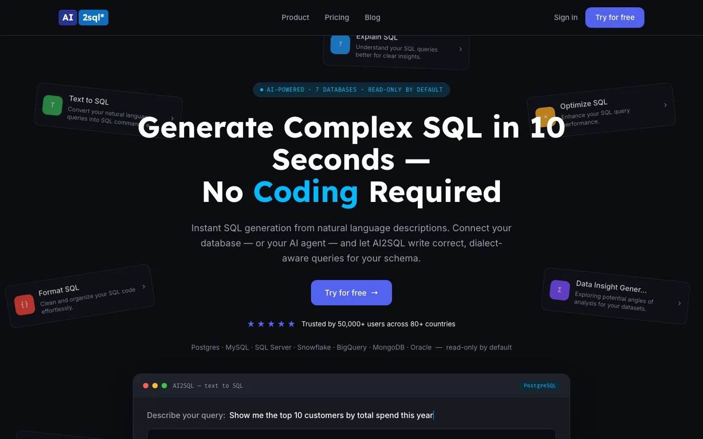 AI 2 SQL hero image