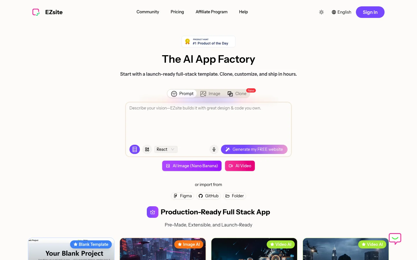 EZSite.ai hero image
