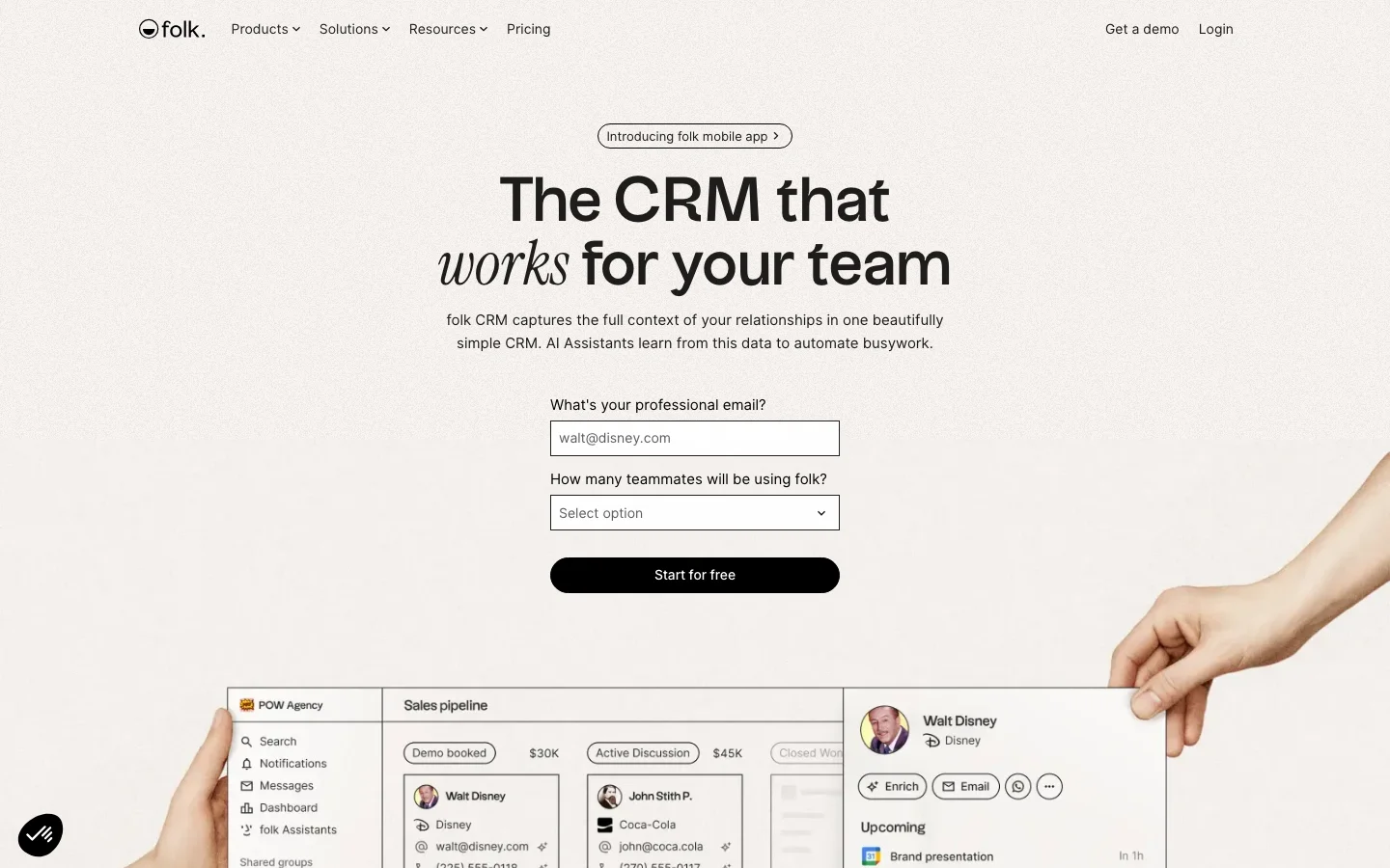 Folk CRM hero image