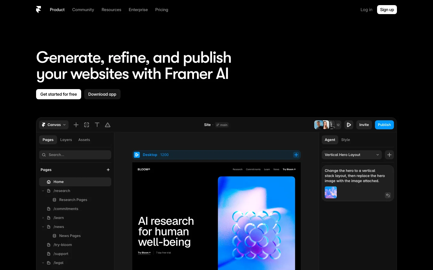 Framer AI hero image