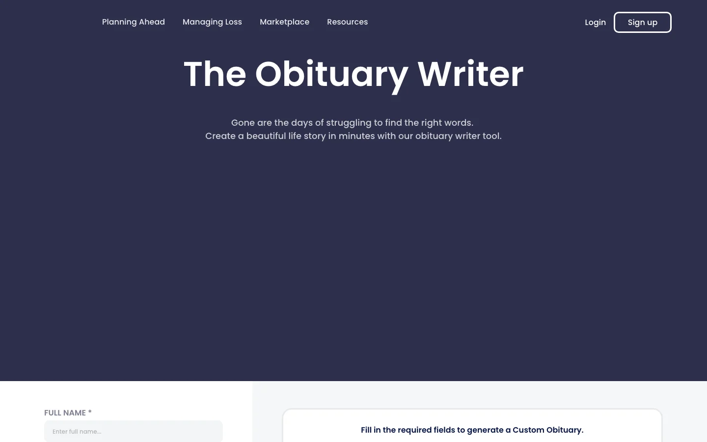 Obituary Writer hero image