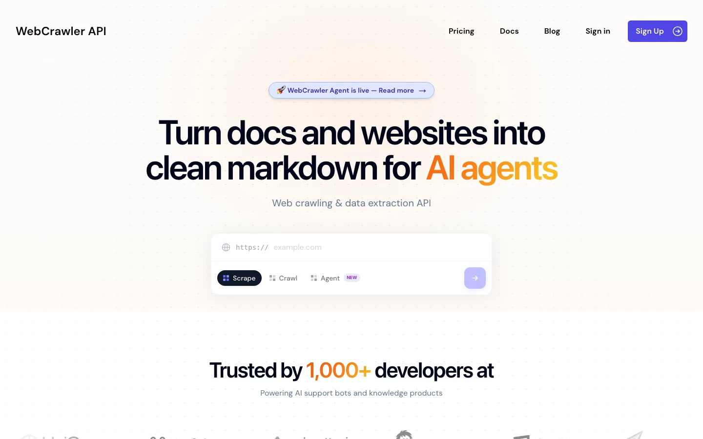 WebCrawler API hero image
