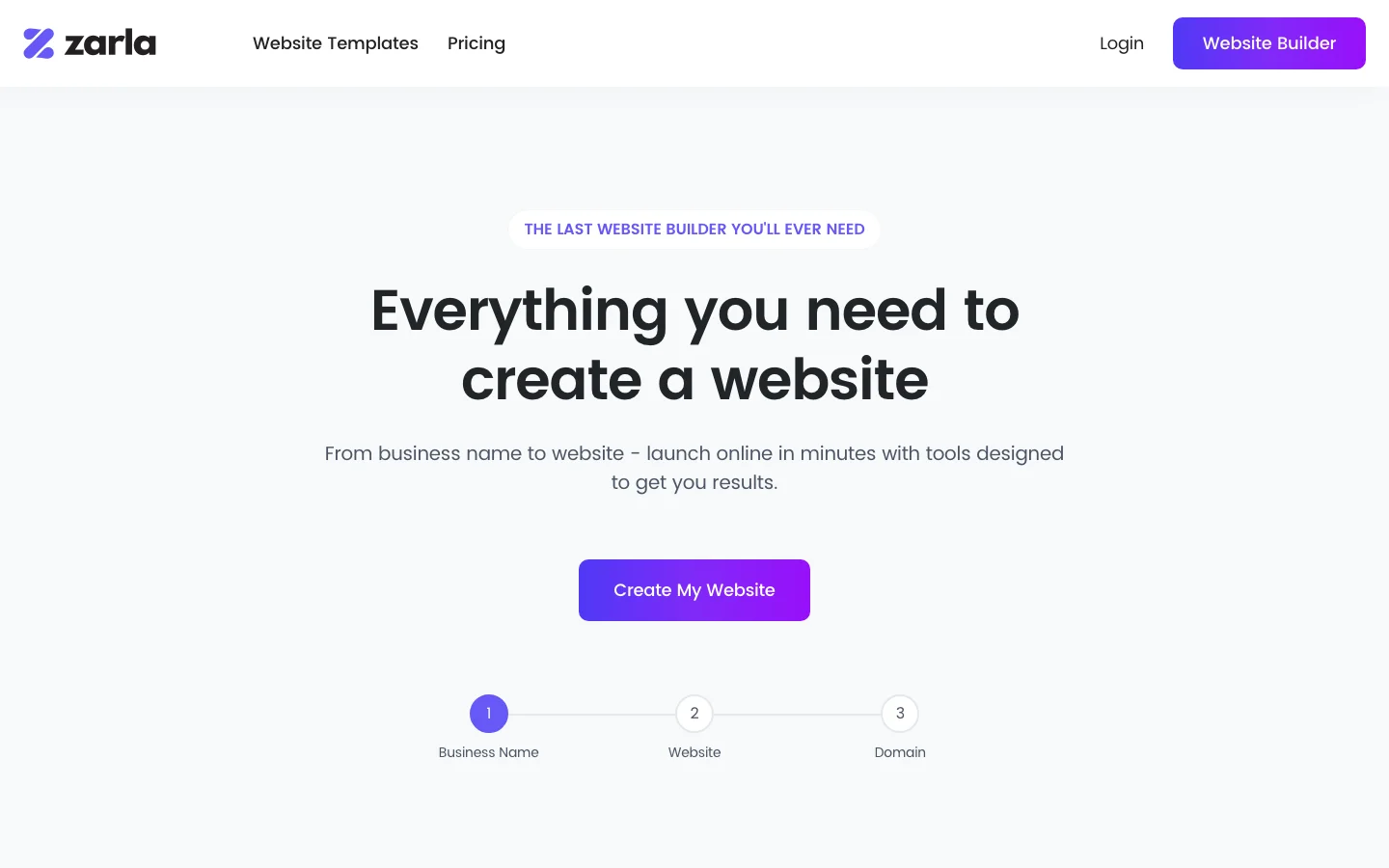 Zarla AI Website Builder hero image