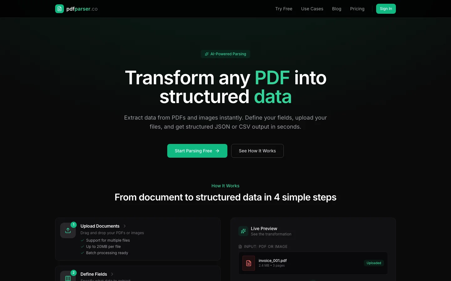 PDF Parser hero image