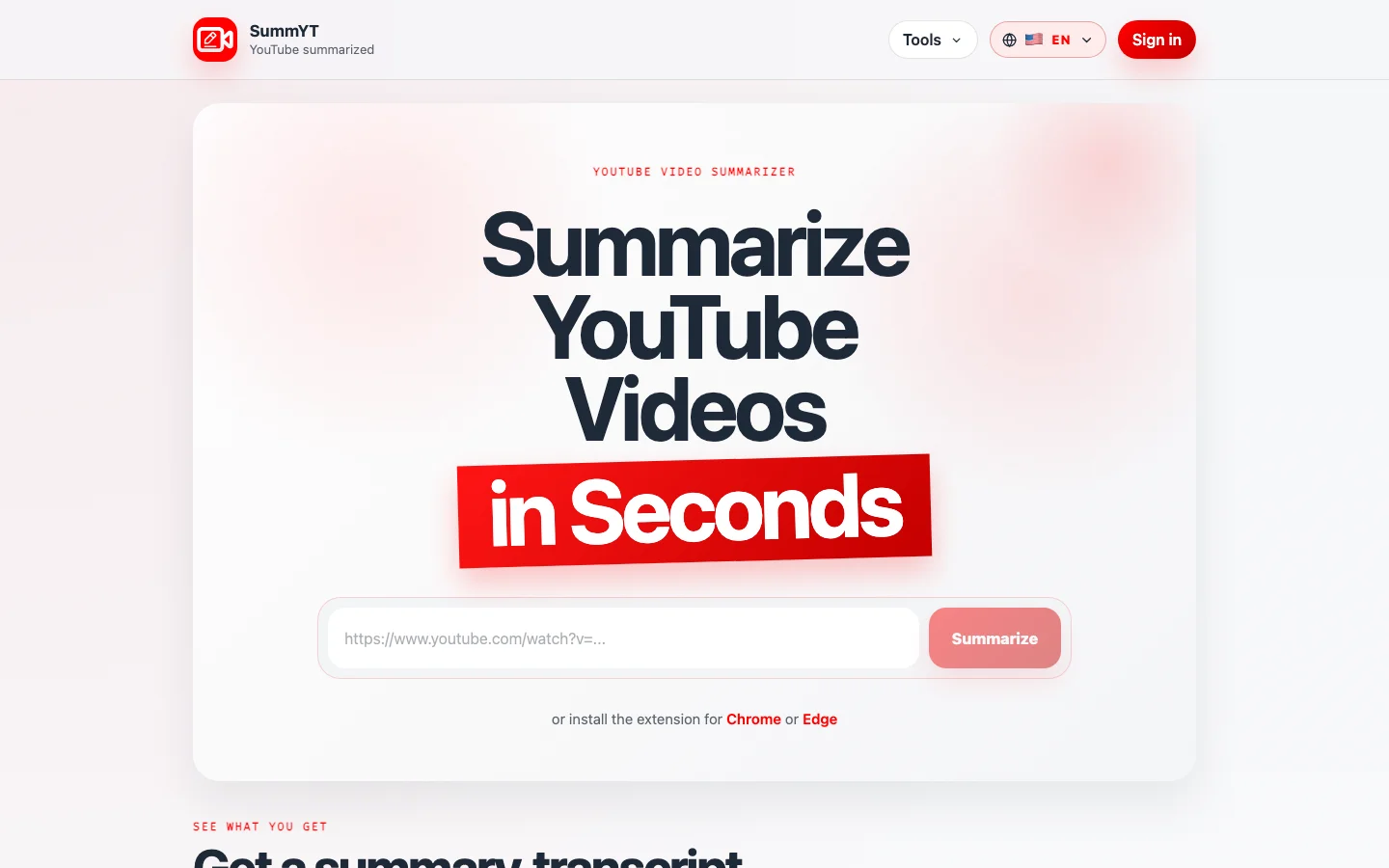 YouTube Summarized hero image
