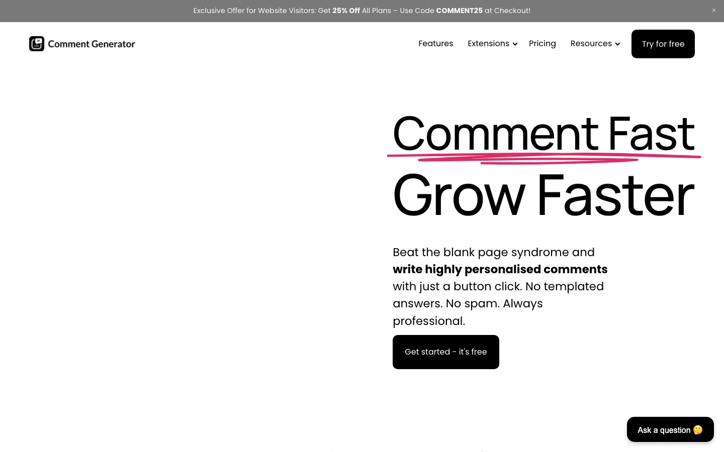 Comment Generator hero image
