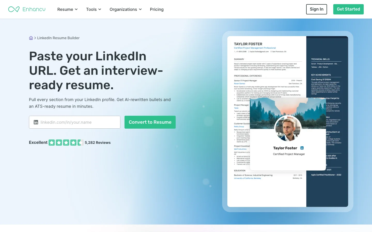 Enhancv linkedin Builder hero image