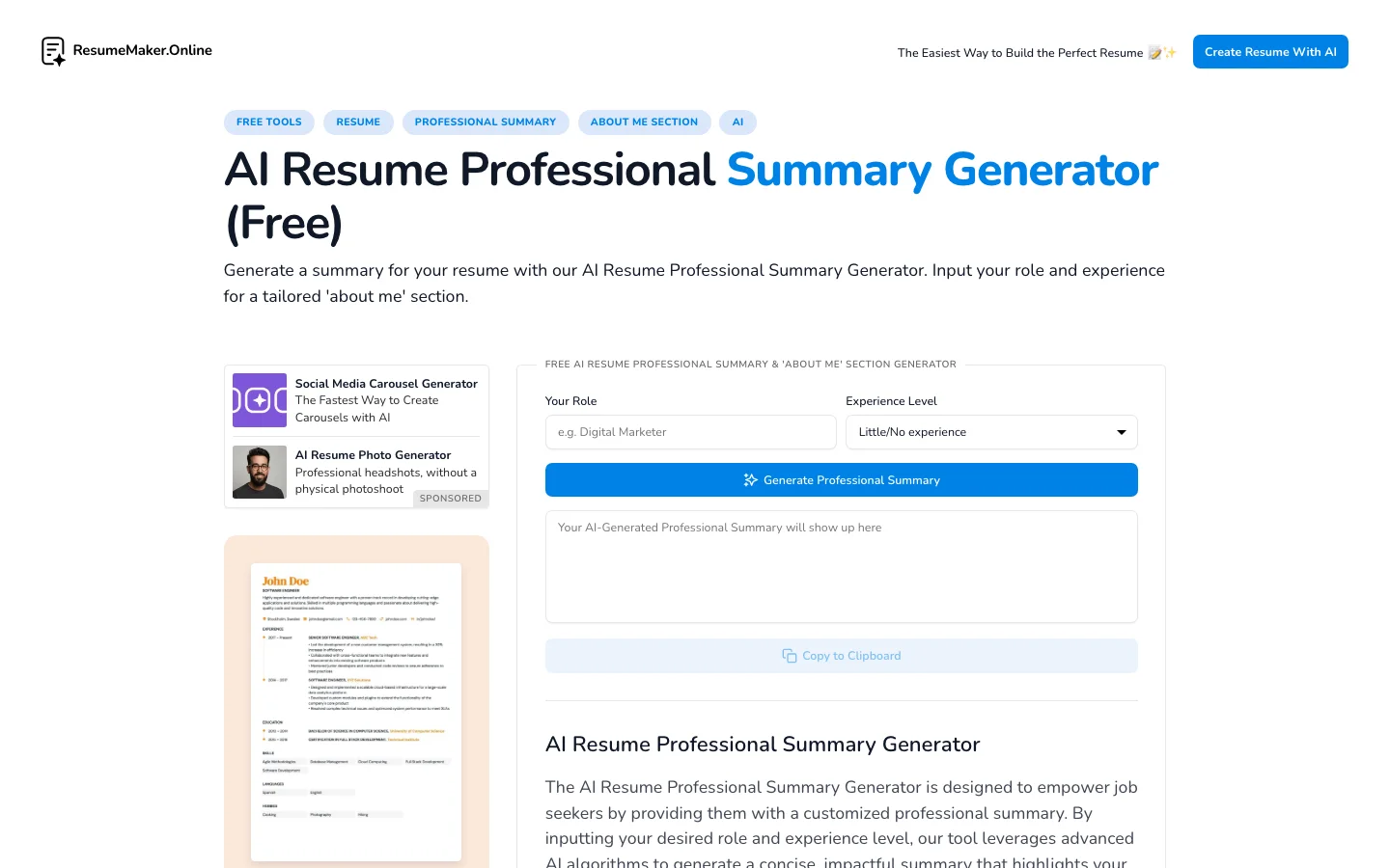 ResumeMaker Generator hero image