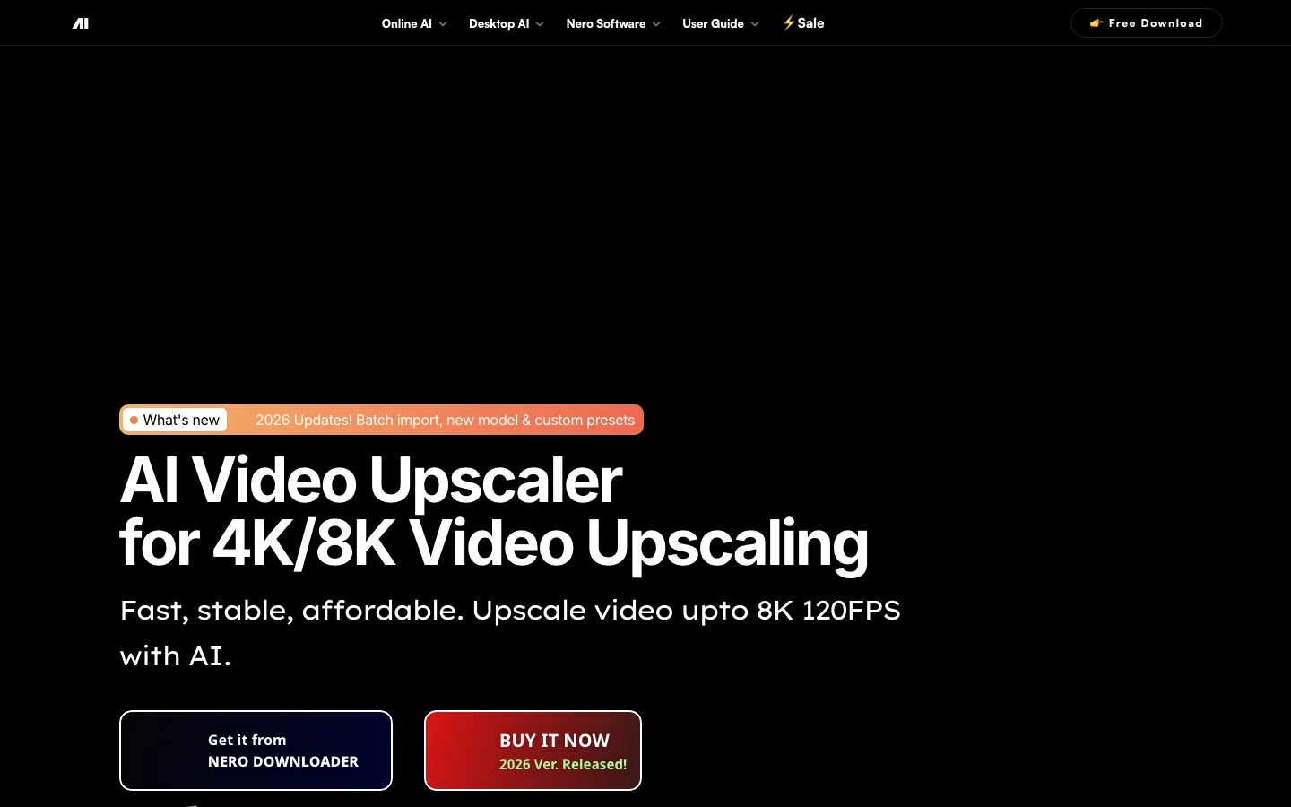 Nero AI Video Upscaler hero image